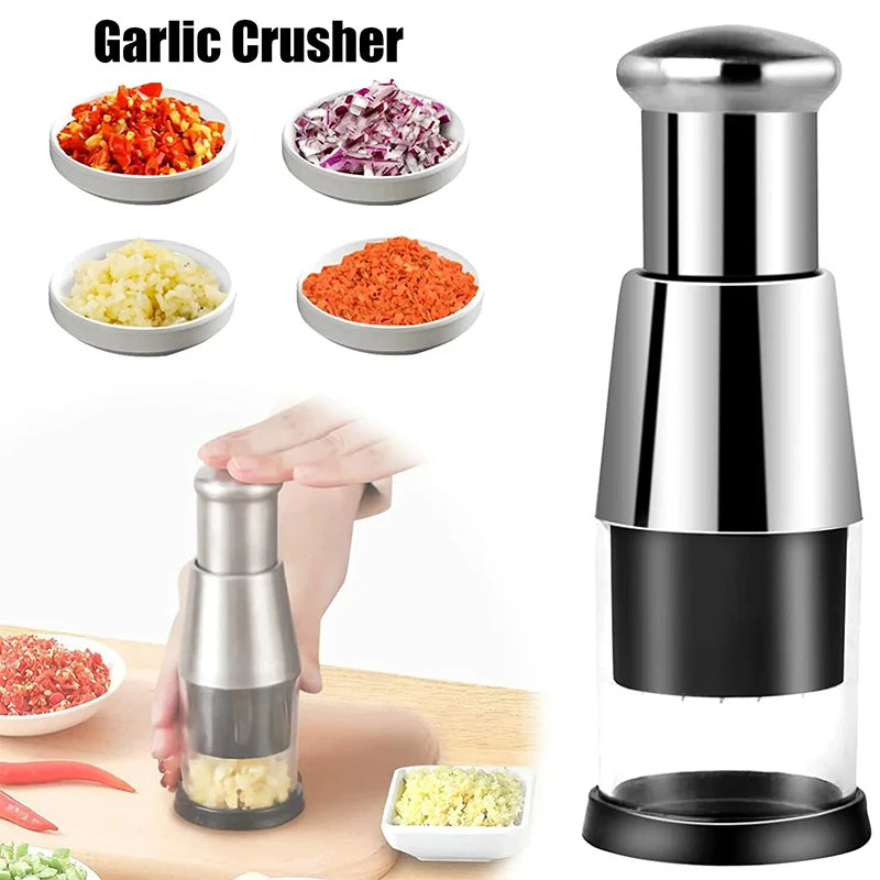 Press, Chop, Smile: Stainless Manual Garlic & Onion Chopper
