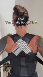 POV woman tightening the posture corrector